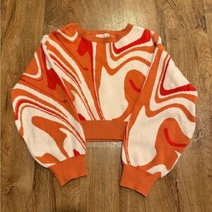 Altar'd State Orange and Red Swirl Cropo Sweater, Med.